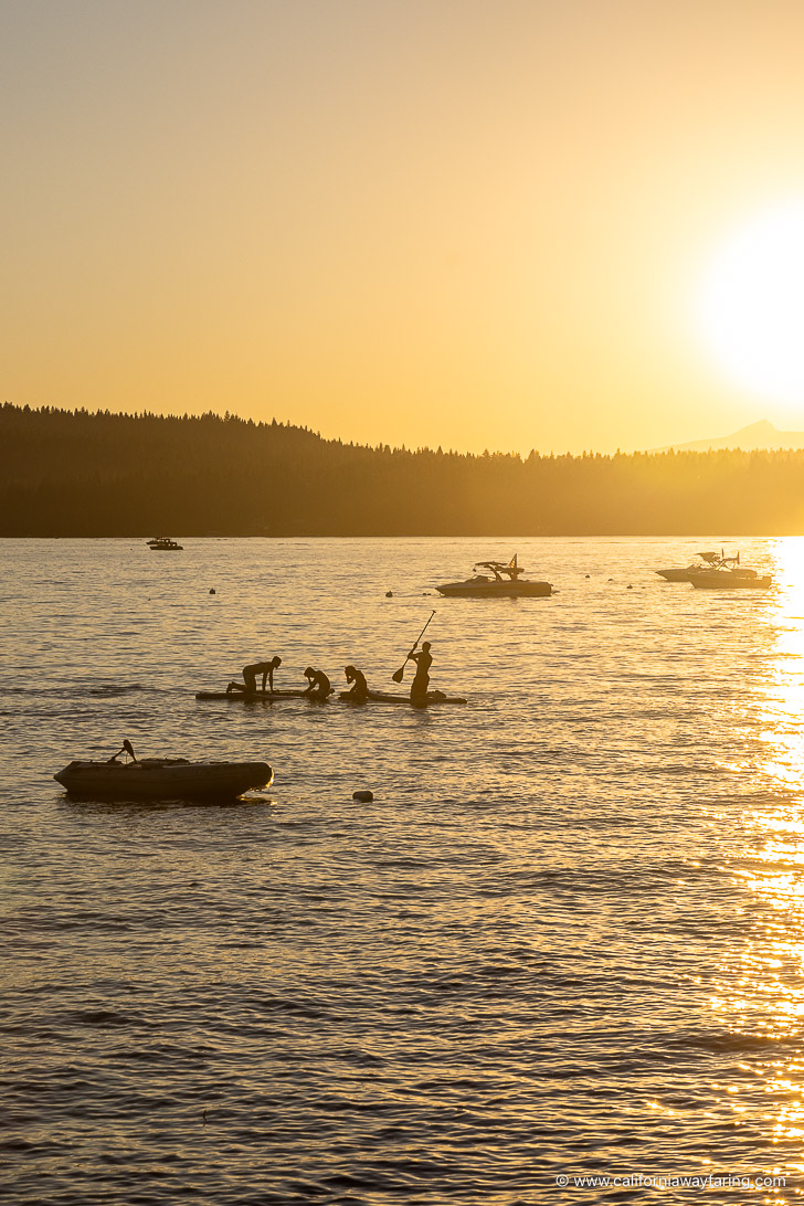 Lake Almanor boats at sunset